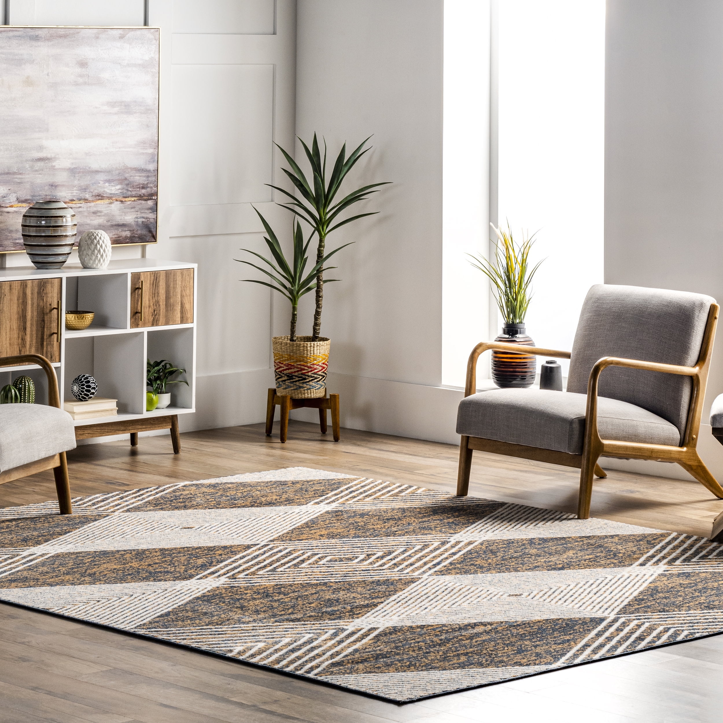 nuLOOM Leanna Modern Abstract Geometric Area Rug, 4' x 6', Beige
