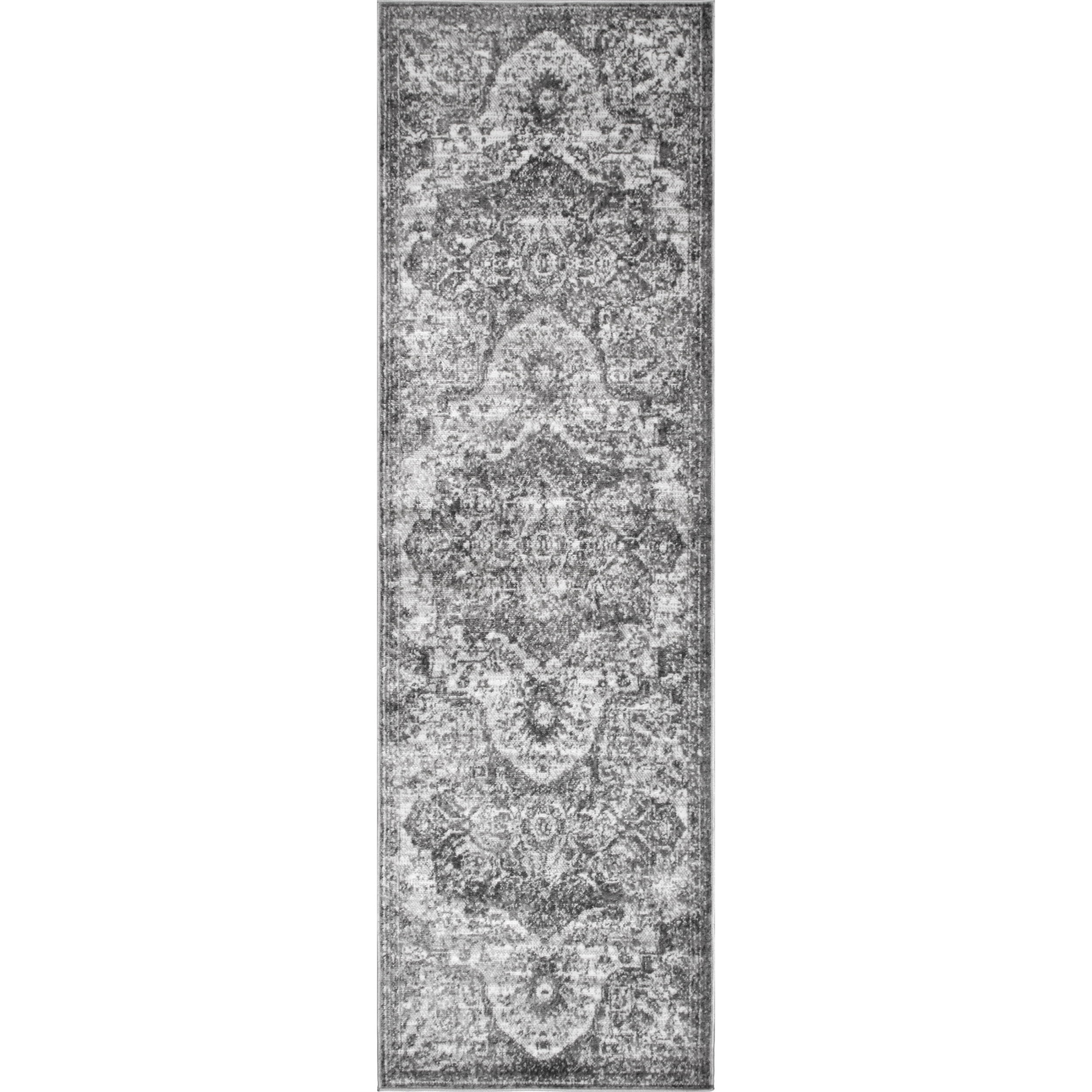 nuLOOM Maryanne Medallion Runner Rug, 2' 6" x 6', Gray