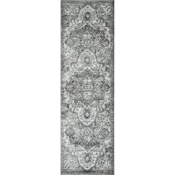 nuLOOM Maryanne Medallion Runner Rug, 2' 6" x 6', Gray