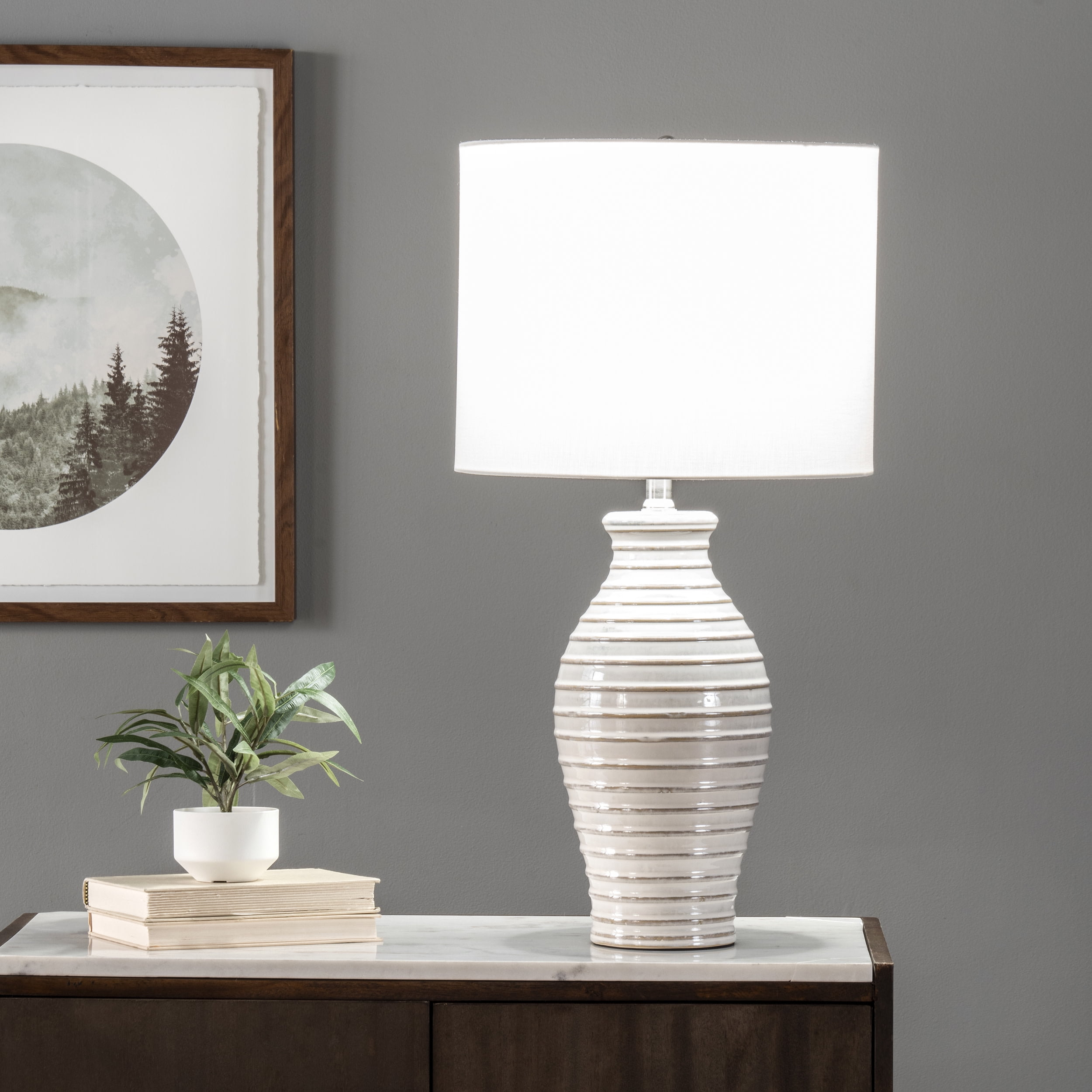 nuLOOM Meri 28" Ceramic Table Lamp, 27.5" H x 14" W x 14" D, Cream