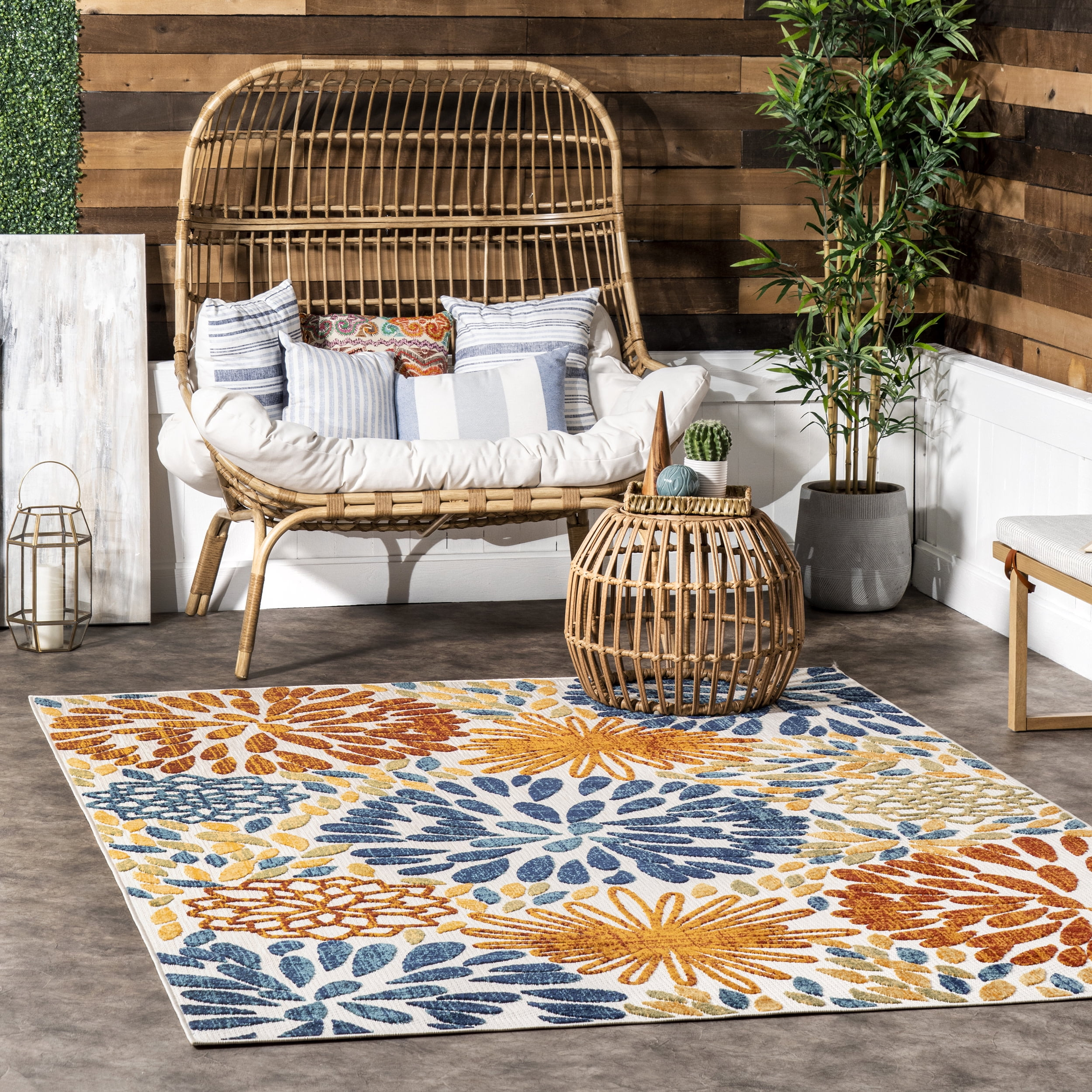nuLOOM Monique Floral Indoor/Outdoor Area Rug, 12' x 15', Blue