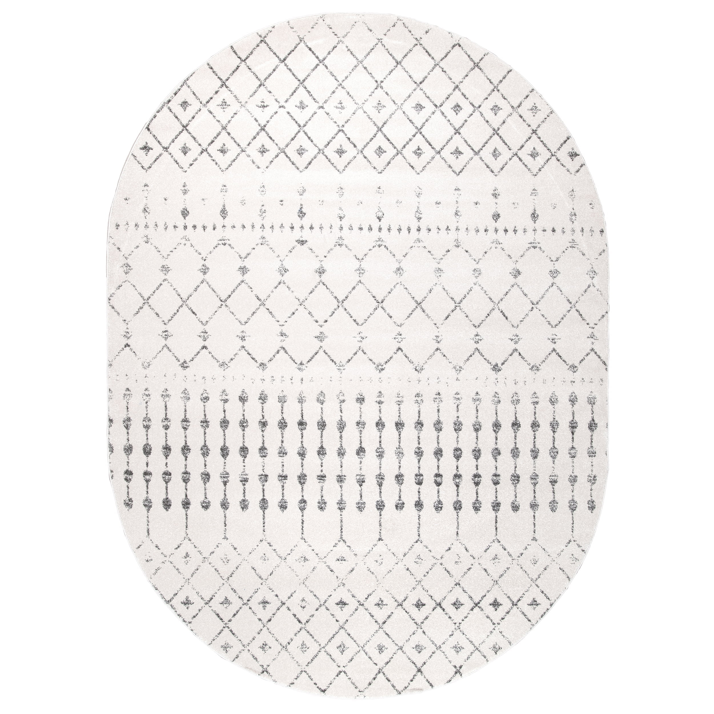 nuLOOM Moroccan Blythe Grey 6' 7" x 9' Transitional Oval Rug
