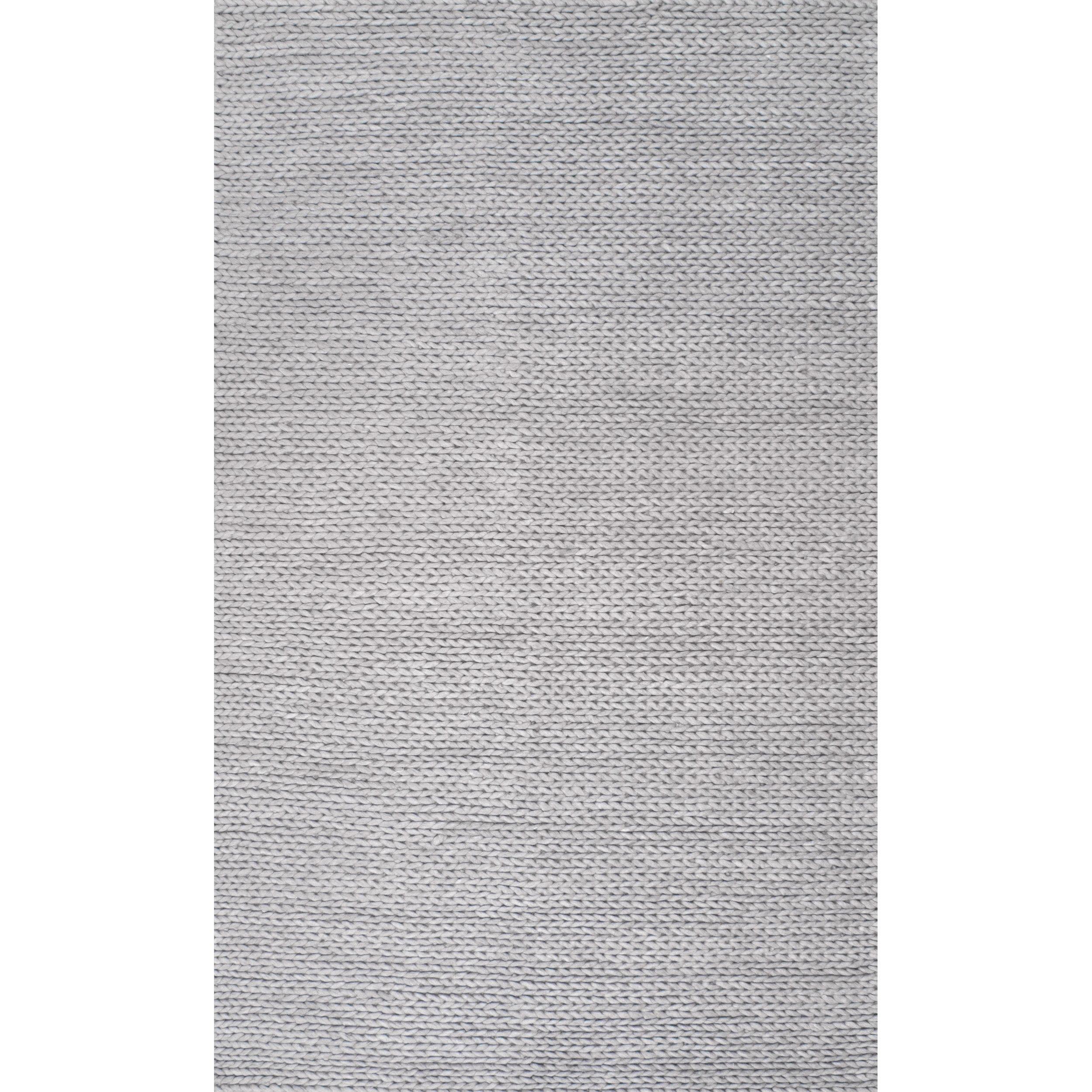 nuLOOM Penelope Braided Wool Light Gray 8' x 10' Farmhouse Area Rug