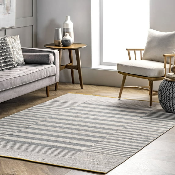 nuLOOM Primrose Hand Loomed Striped Cotton Area Rug, 6' x 9', Gray