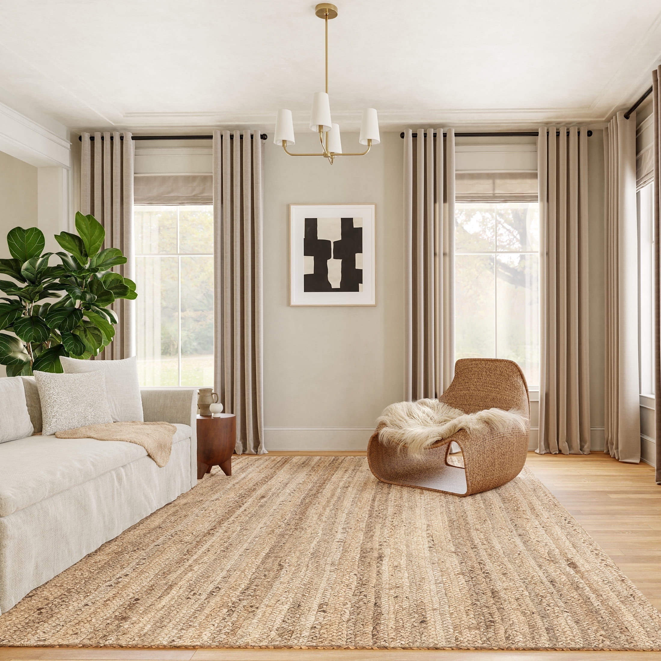 Handmade Braided Natural Pure Jute Area Rugs ,Home Décor Rugs Size 4 x 4 Feet Square ( 120 cm x 120 cm )