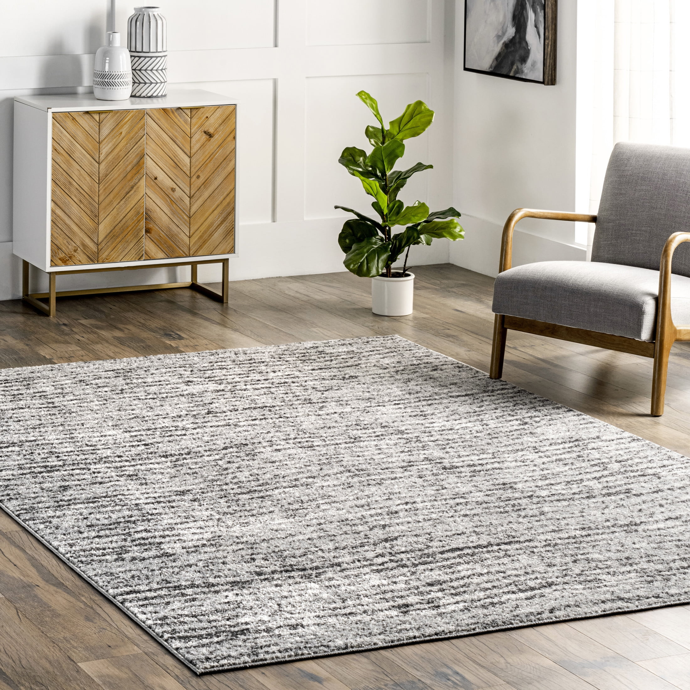 nuLOOM Sherill Abstract Transitional Area Rug, 5' x 5', Square, Sherill Grey