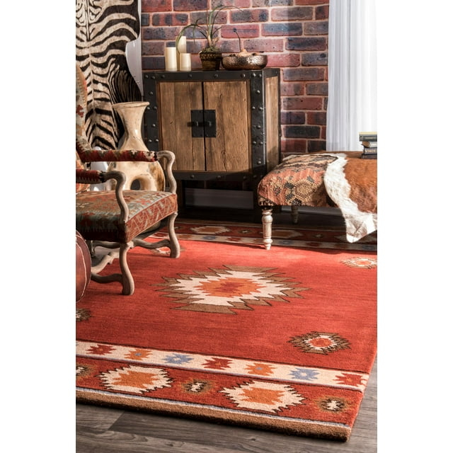 nuLOOM Shyla Abstract Wool Area Rug, 9' 6" x 13' 6", Wine