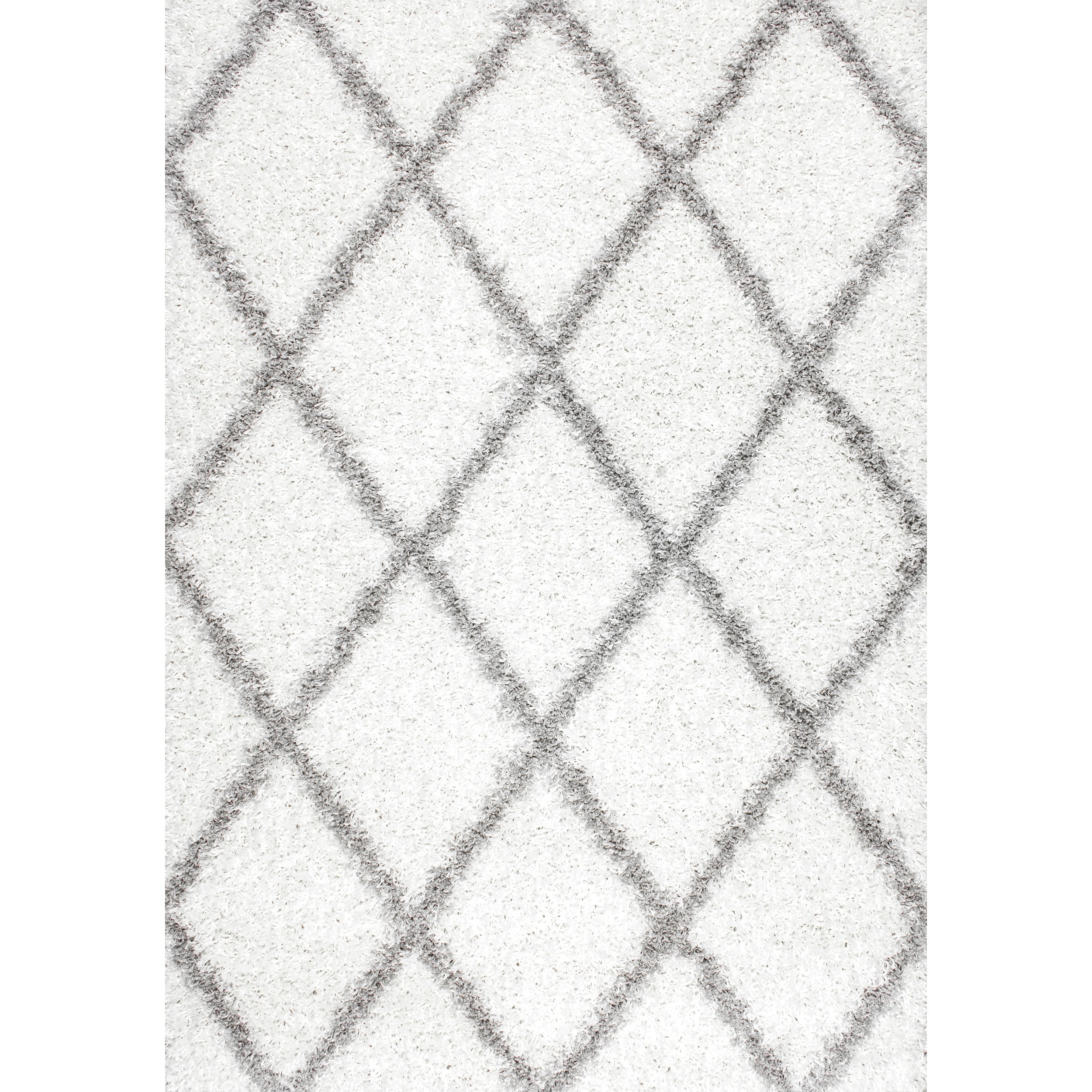 nuLOOM Trellis Cozy Soft & Plush Shag Area Rug, 6' 7" x 9', White