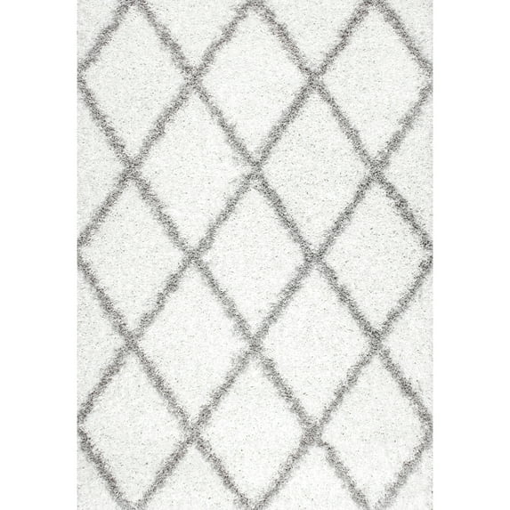 nuLOOM Trellis Cozy Soft & Plush Shag Area Rug, 6' 7" x 9', White