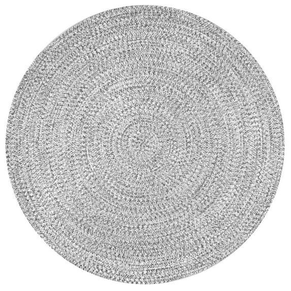 nuLOOM Wynn Braided Indoor/Outdoor Salt And Pepper 6' Casual Round Rug