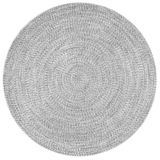 nuLOOM Wynn Braided Indoor/Outdoor Salt And Pepper 6' Casual Round Rug