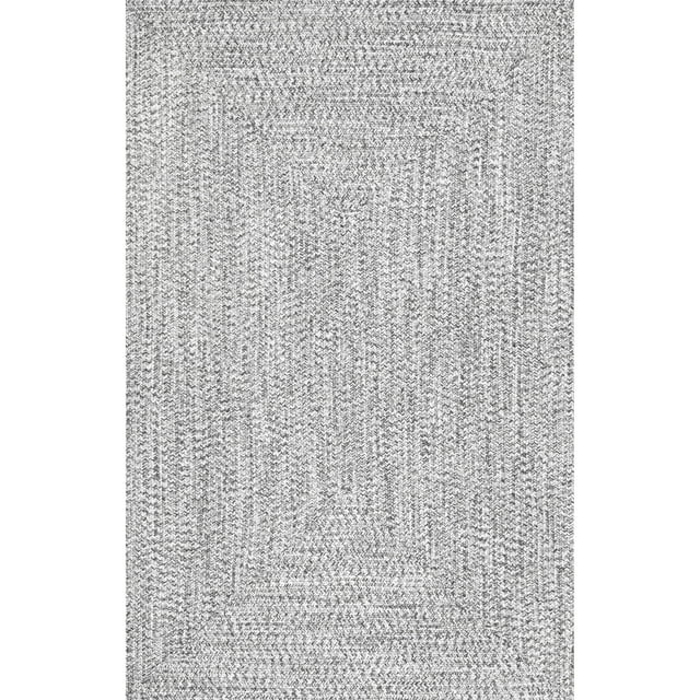 nuLOOM Wynn Braided Indoor/Outdoor Salt And Pepper 6' Casual Square Rug