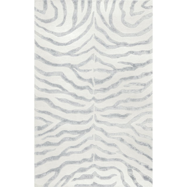 nuLOOM Zebra Hand Tufted Plush Wool Accent Rug, 3' x 5', Gray