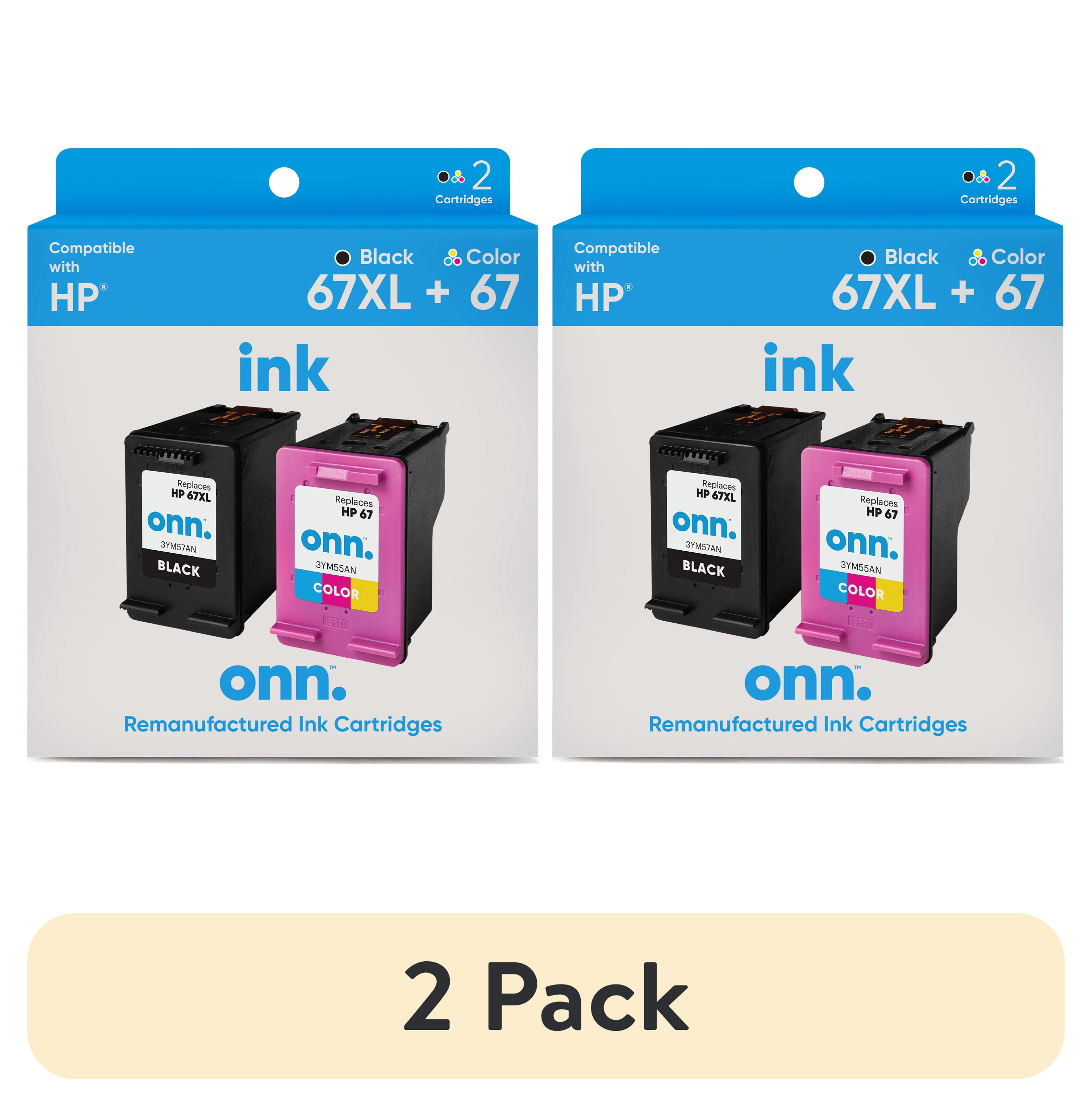 Remanufactured onn HP67XL Black 67 Tricolor 2-pack Printer Ink