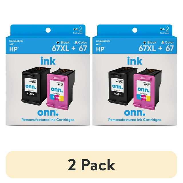 Remanufactured onn HP67XL Black 67 Tricolor 2-pack Printer Ink