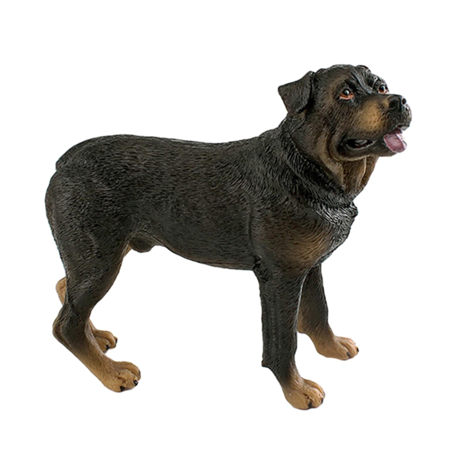 oshhnii Dog Figurine Dog Sculptures Attractive Puppy Standing Figurine Statue Simulation Rottweiler