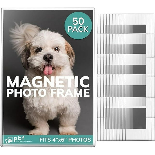 pbf 4x6 Magnetic Picture Frames for Refrigerator | 4 x 6 Clear Magnetic Acrylic Frames | Magnetic Photo Holders for Fridge, Locker, Photo Board, Art Display, Sign Holder (150-Pack)