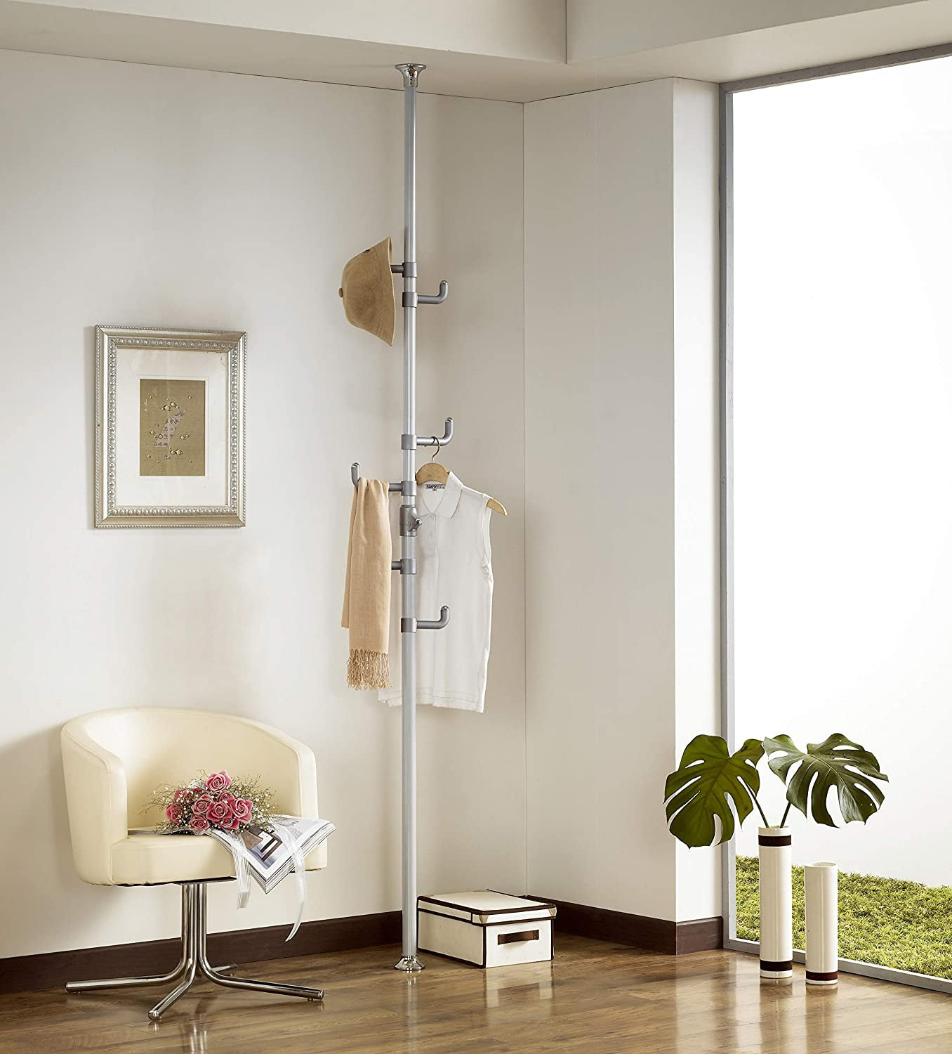 prince hanger, one-touch coat rack, silver, steel, free standing, phus-0012, made in korea