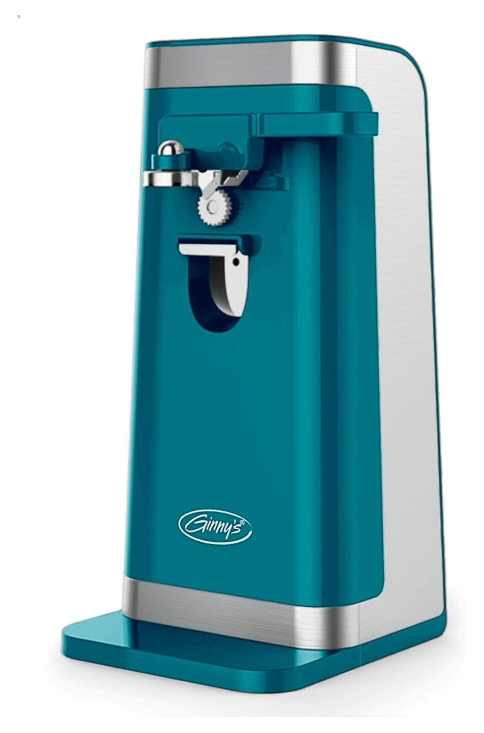 Island Blue Electric Can Opener with Stainless Steel Blade and Knife Sharpener