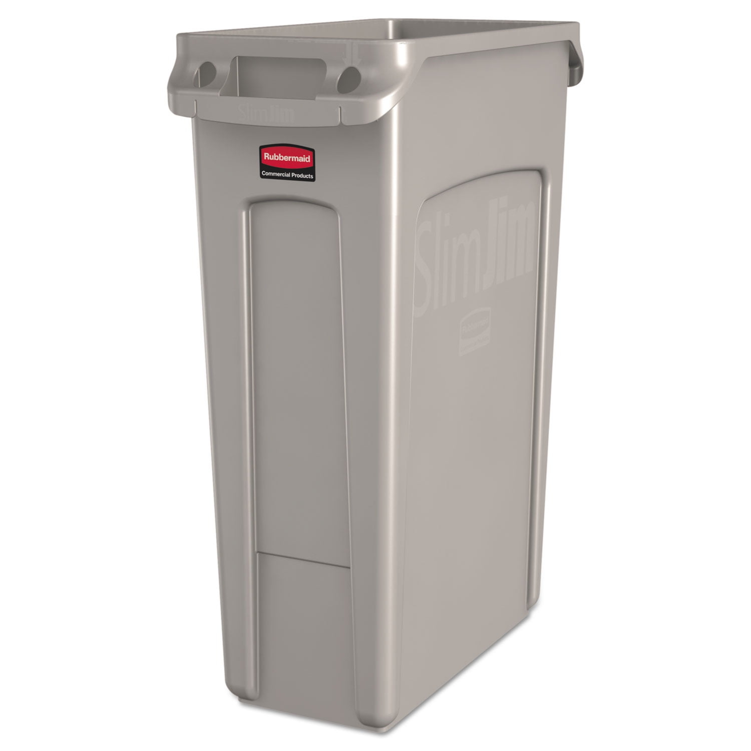 slim jim with venting channels, 23 gal, plastic, beige