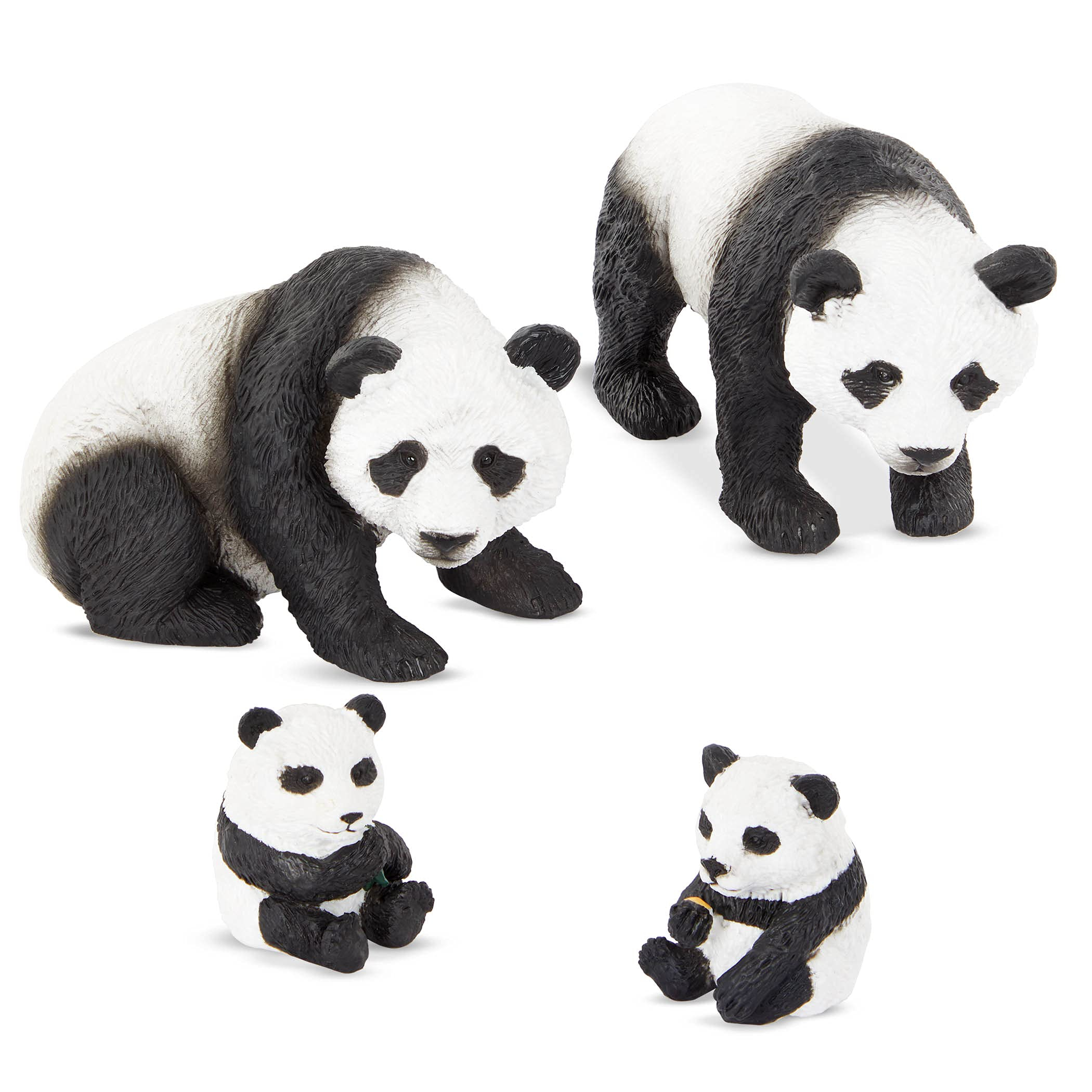 terra by battat - giant panda family - small panda bear animal toys for kids 3-years-old & up (4 pc)