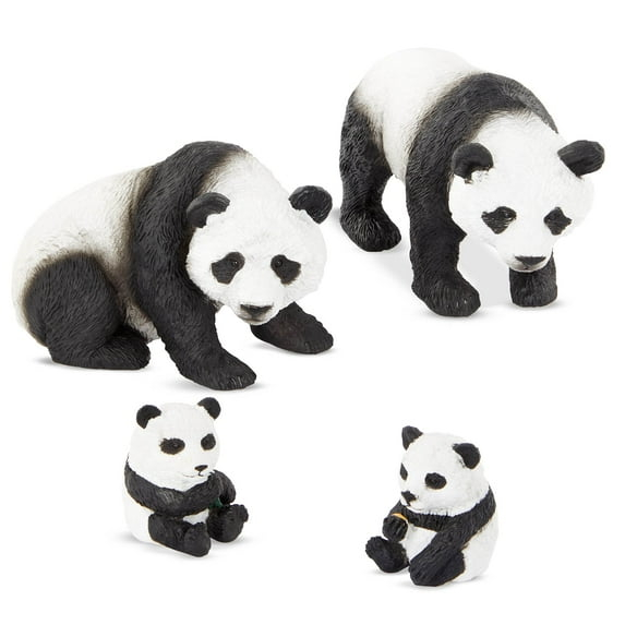 terra by battat - giant panda family - small panda bear animal toys for kids 3-years-old & up (4 pc)