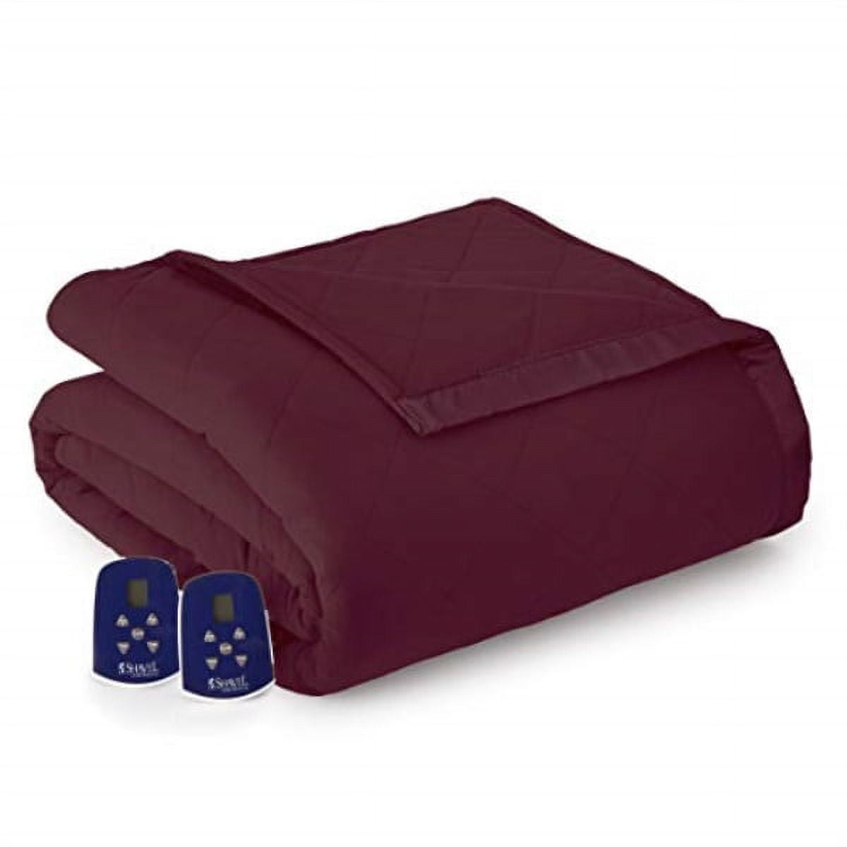 thermee micro flannel electric blanket, king, burgundy