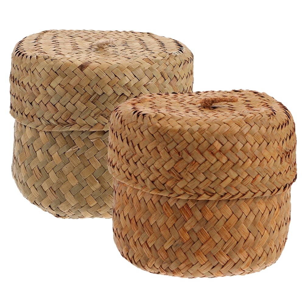 2 Pcs Sea Small Basket with Lid Flower Box Woven Gift Practical