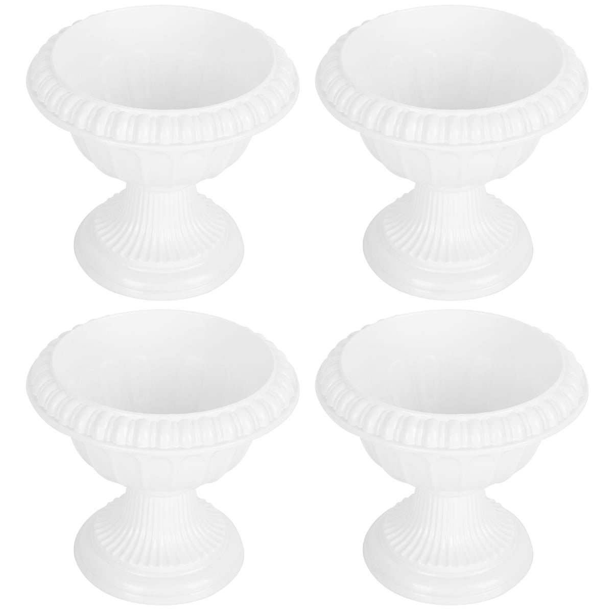 unbranded 4 pcs Wedding Flower Trumpet Vase Tall Flower Stand Elegant Road Front Door Flowerpots Container for Balcony Flower Arrangement White