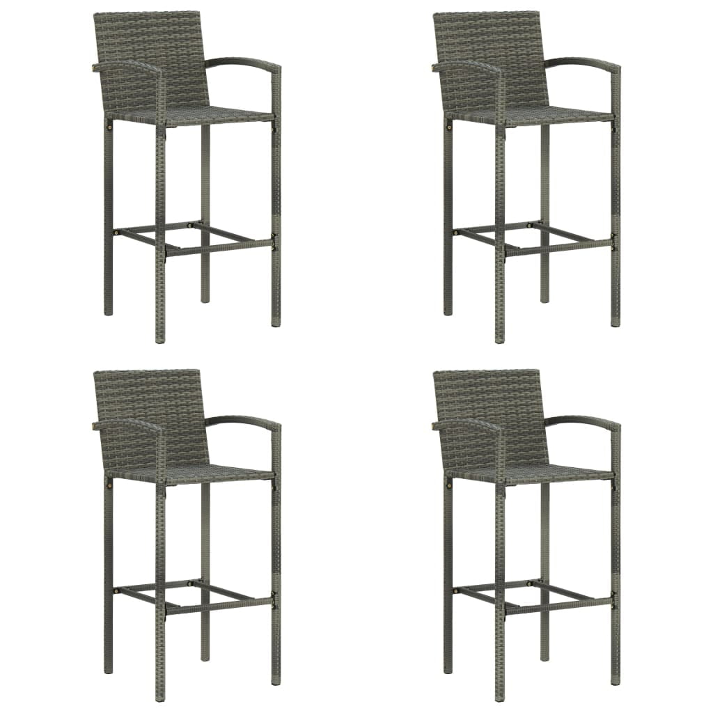 vidaXL Bar Stools 2 pcs Black Poly Rattan