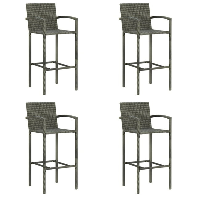 vidaXL Bar Stools 2 pcs Black Poly Rattan