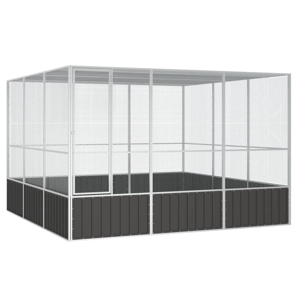 vidaXL Bird Cage Outdoor Bird Aviary Budgie Cage for Yard Galvanized Steel