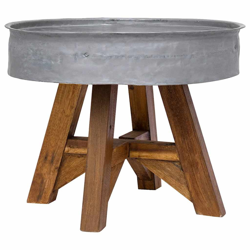 vidaXL Coffee Table Solid Reclaimed Wood 23.6"x17.7" Silver