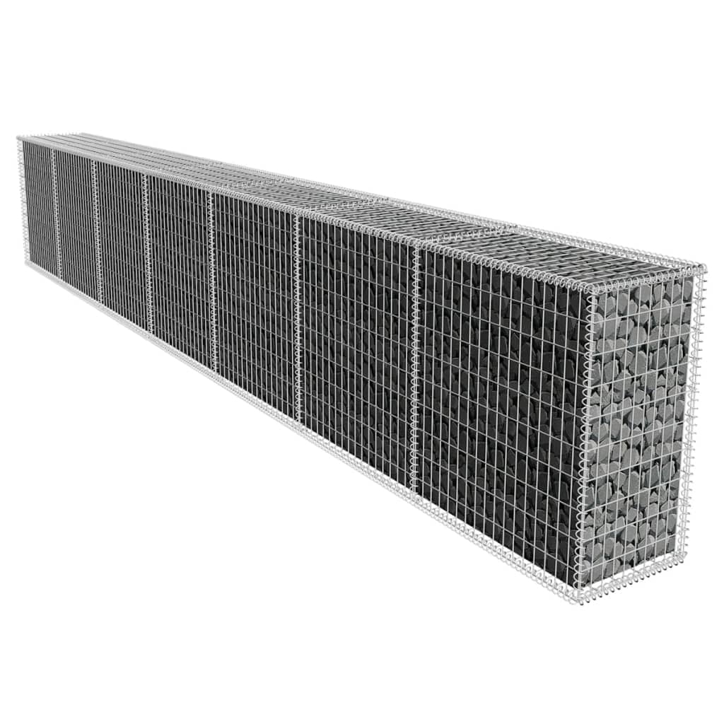 vidaXL Gabion Wall with Cover Fence Panels Outdoor Garden Galvanized Steel