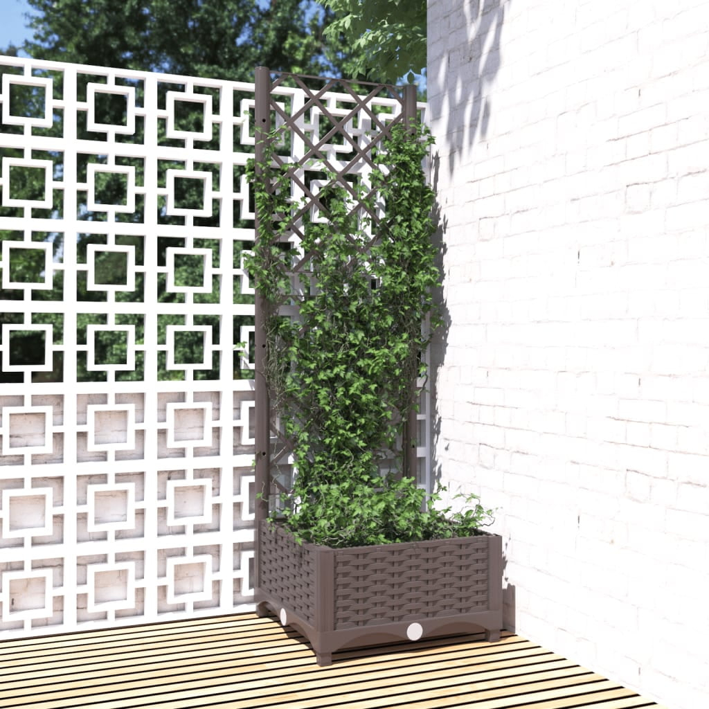 vidaXL Garden Planter with Trellis Brown 15.7"x15.7"x47.8" PP