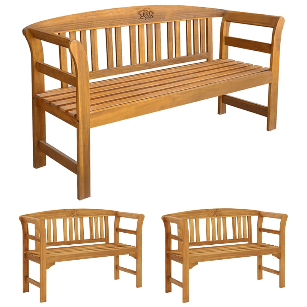 vidaXL Outdoor Patio Bench Garden Park Bench with Armrests Solid Wood Acacia