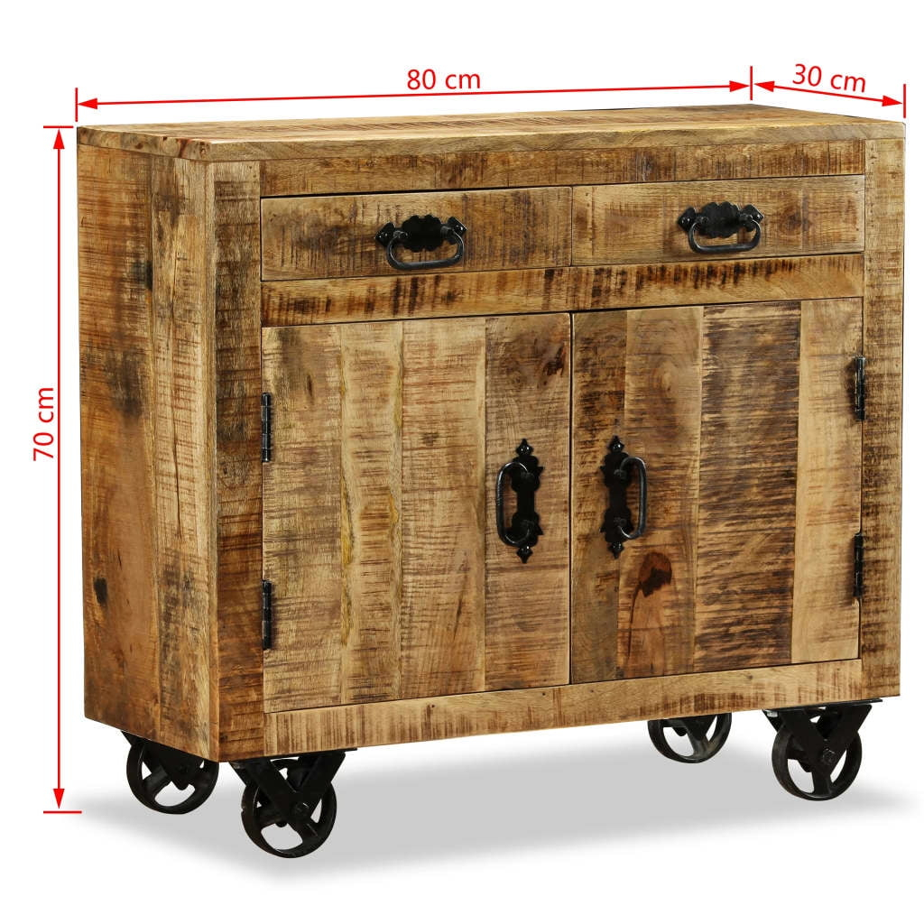 vidaXL Sideboard with 2 Drawers and 1 Cabinet Rough Mango Wood