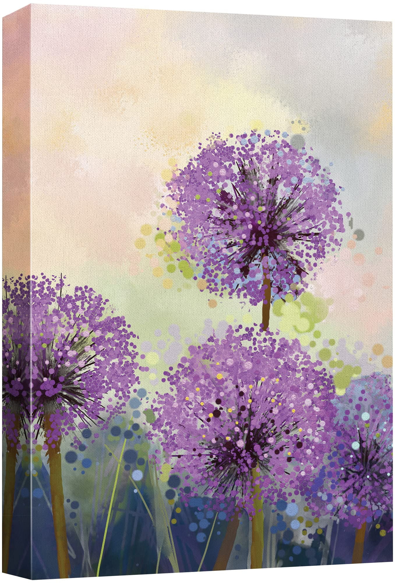 wall26 Canvas Wall Art - Watercolor Style Purple Flowers - Giclee Print Gallery Wrap Modern Home Art Ready to Hang - 16x24 inches