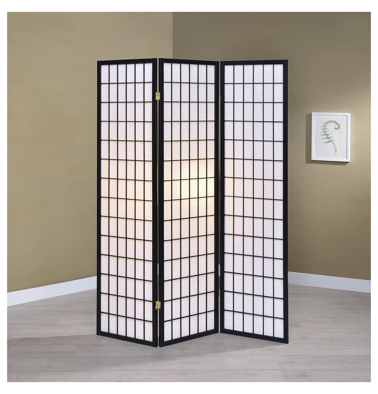 3-Panel Room Divider, Black, 70" x 6" x 50"