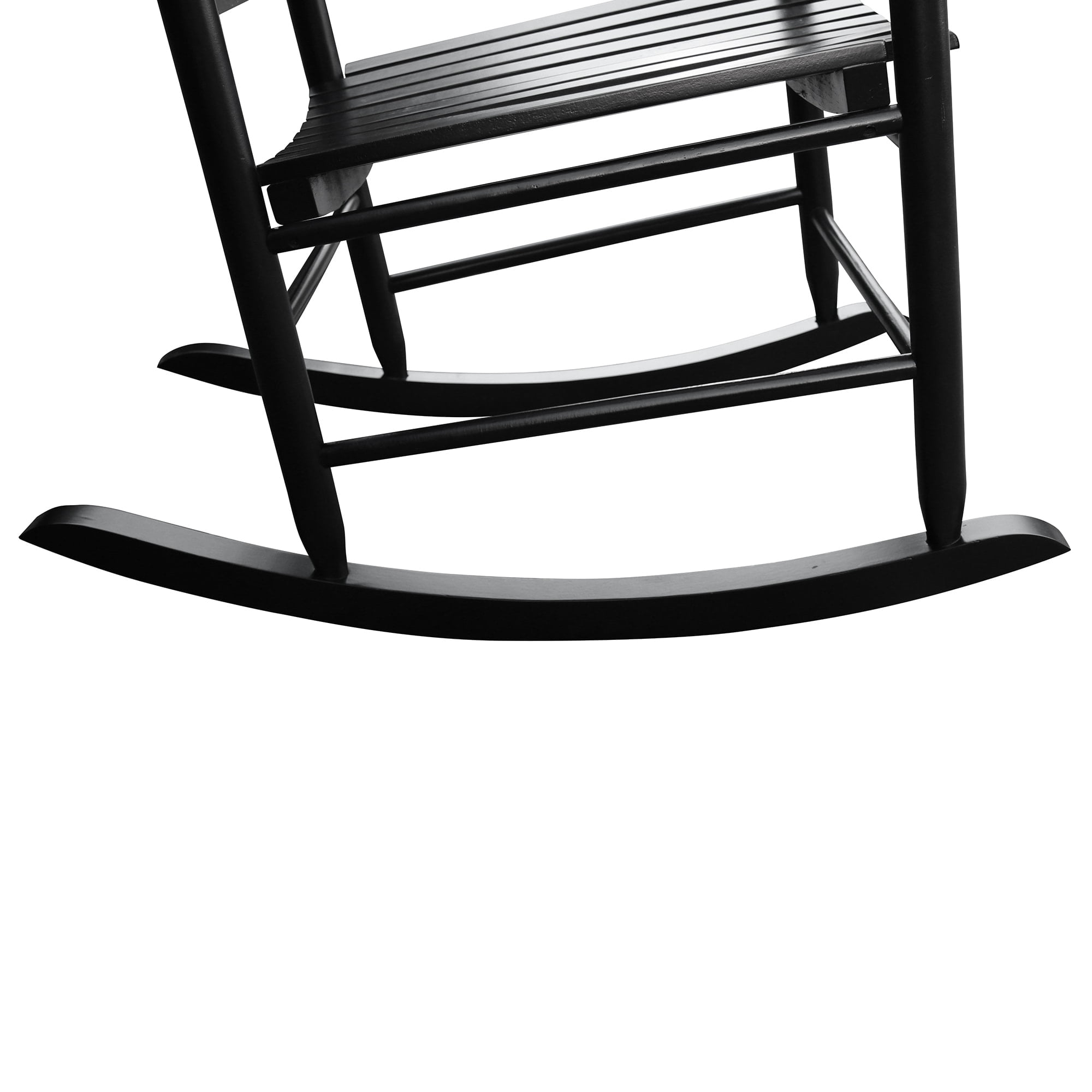 Comfortable Black Wooden Rocking Chair with Wavy Backboard - 68.5*86*115CM for Relaxation in Living Room or Patio