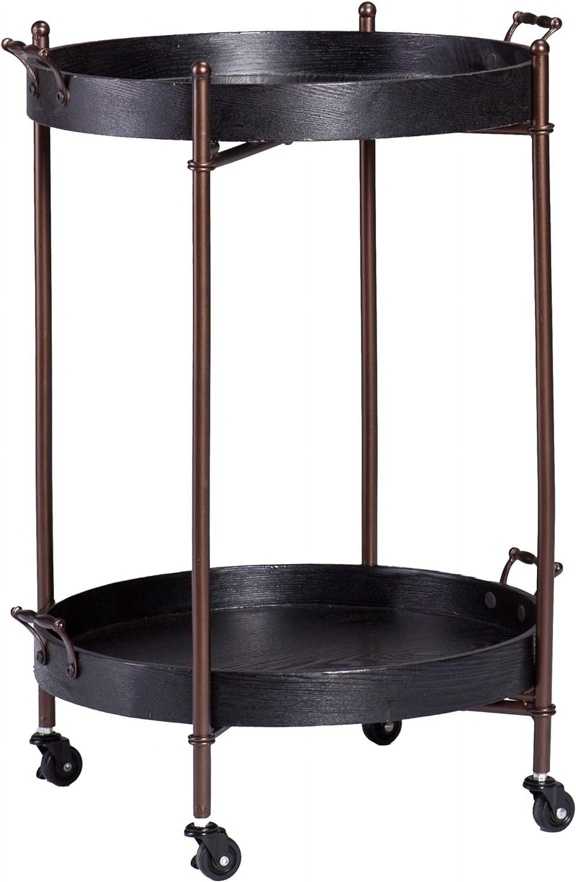 ByEUcuk Alfred Two-Tier Round Butler Table, Black