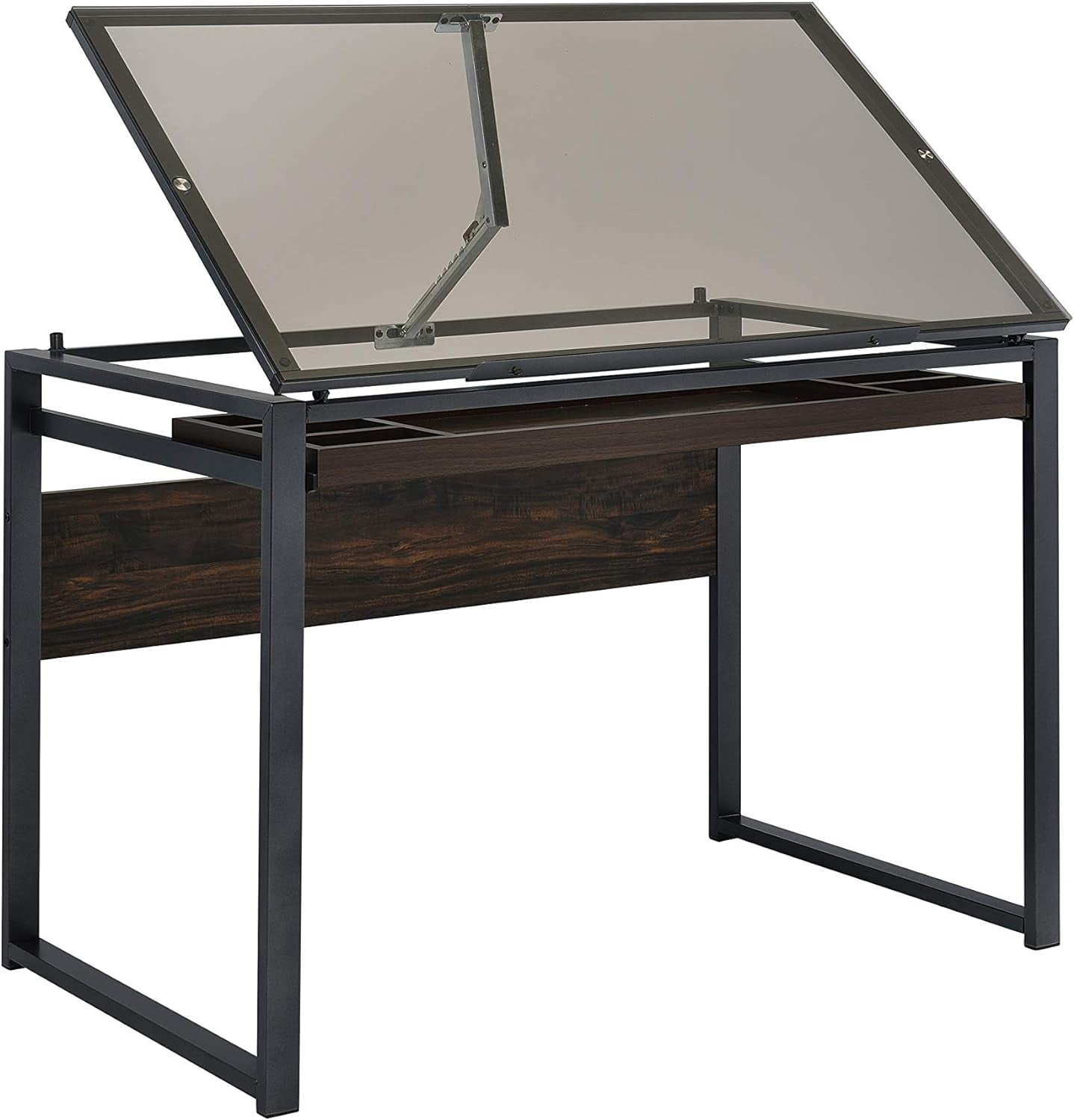 Pantano Glass Top Drafting Desk with Organizer Drawer Gunmetal - Coaster