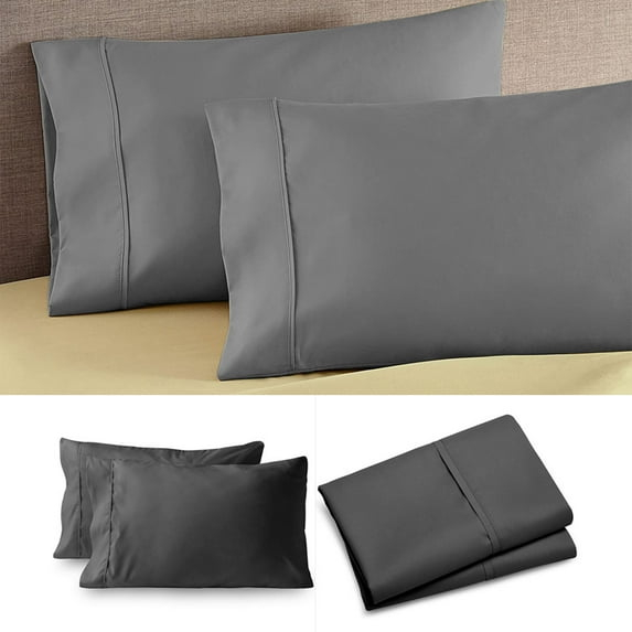 yulier 2 Pack Pillowcases, Super Soft Brushed Microfiber Fabric Pillow Covers, Queen Pillow Cases 20x30 Inches, Shrinkage and Fade Resistant, Gray
