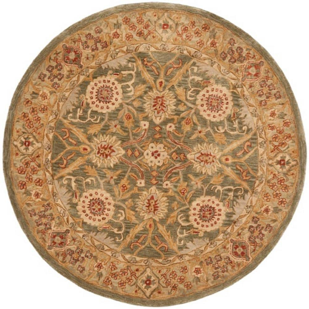 Anatolia Sage/Ivory 4 ft. x 4 ft. Round Border Area Rug