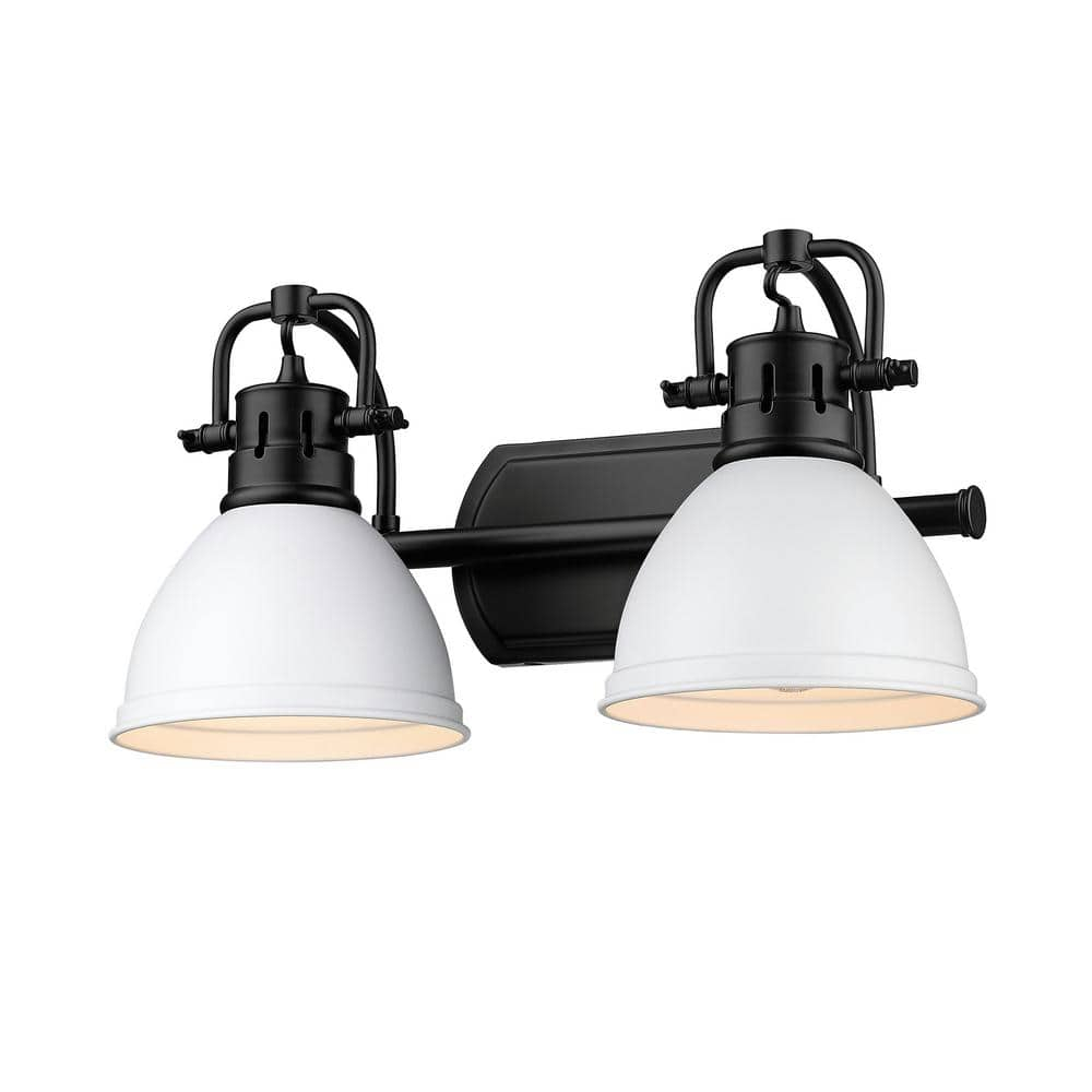 Golden Lighting Duncan 2-Light Vanity Light in Matte Black with Matte White