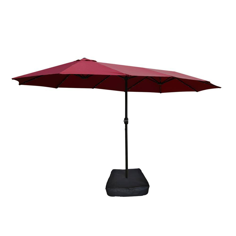 Red Double-Sided Market Patio Umbrella with Black Metal Pole