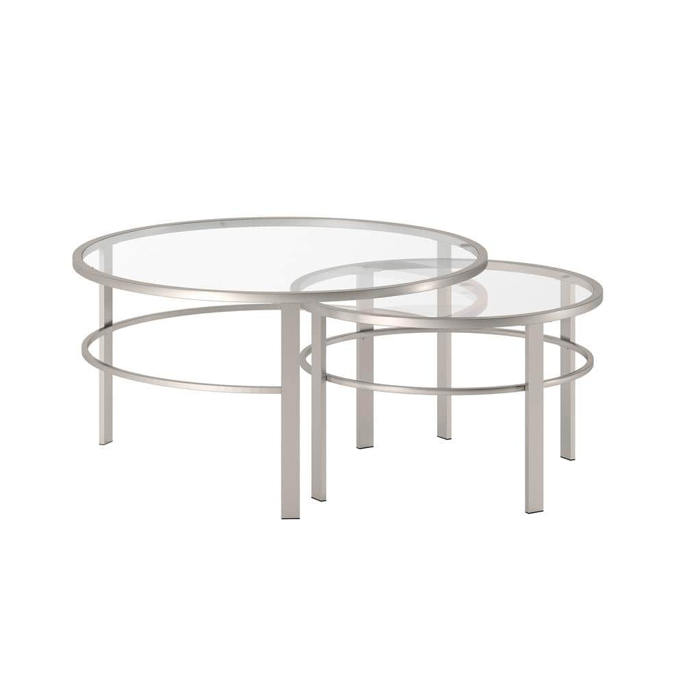 Evelyn&Zoe Gaia Round Nested Coffee Table, Satin Nickel