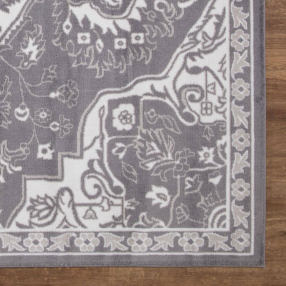 Concord Global Trading Concord Global Jefferson Collection Vintage Area Rug Grey/Ivory 6'7"x9'3" 7' x 9' Bedroom