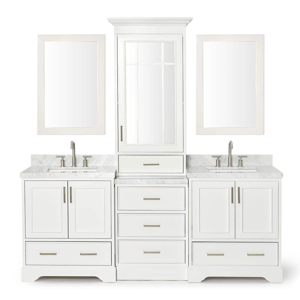 Ariel Stafford 85" Double Sink Vanity Set in White