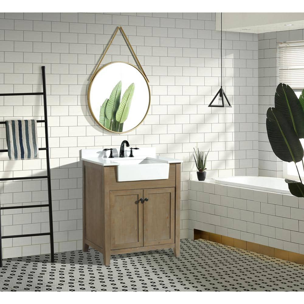 Sally 30" Bathroom Vanity Weathered Fir Finish - White Engineered Countertop
